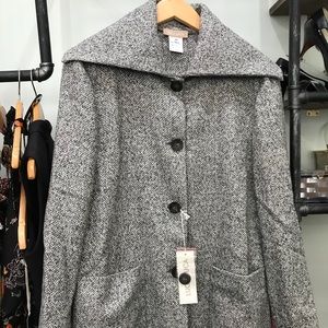 Luca Luca Tweedy Unlined Coat. NWT. Grey. Alpaca